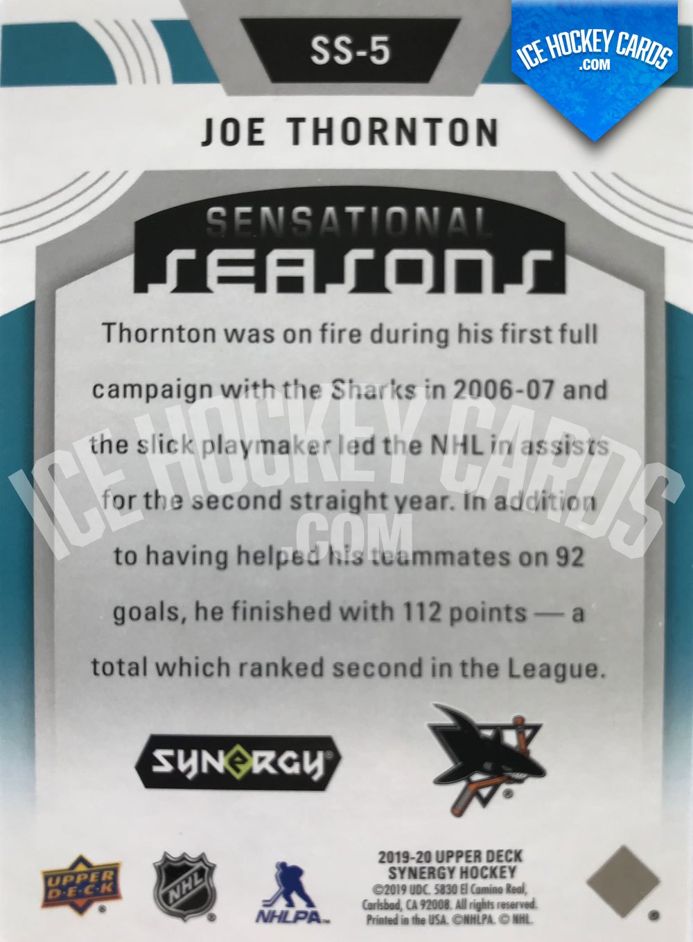 Joe Thornton 2006-07 Upper Deck Sunkist Hockey Card #9