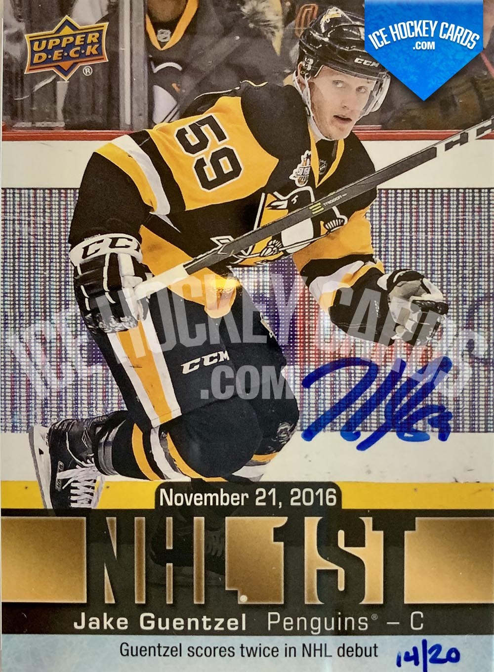 Upper Deck - Buybacks 2019-20 - Jake Guentzel 2016-17 UD Series 2 NHL 1st Insert Autographed Rookie Card # to 20 RARE