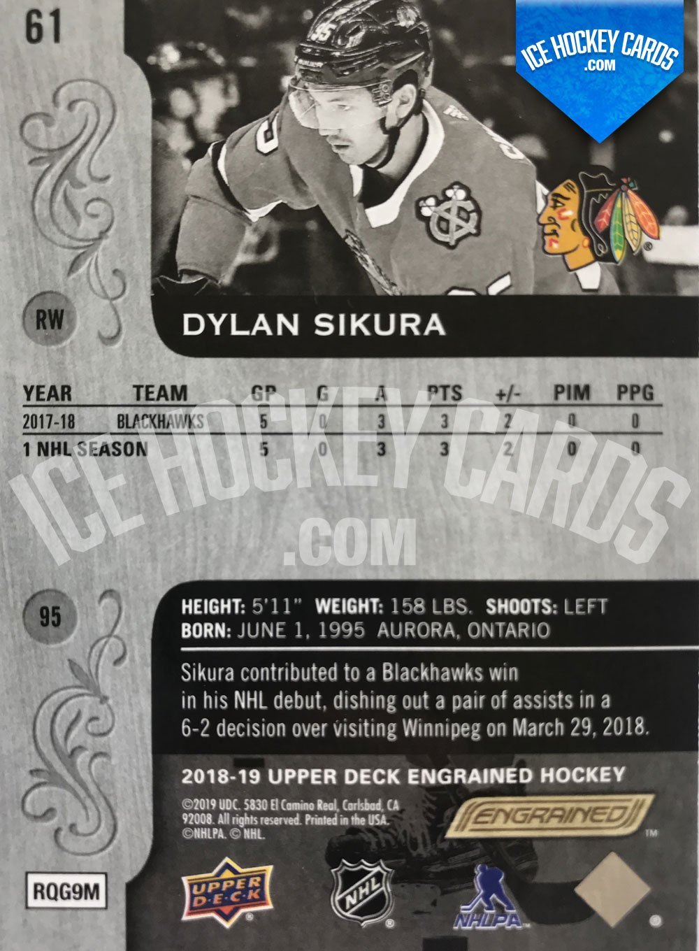 Upper Deck - Engrained 18-19 - Dylan Sikura Rookie Card 42 of 49 back