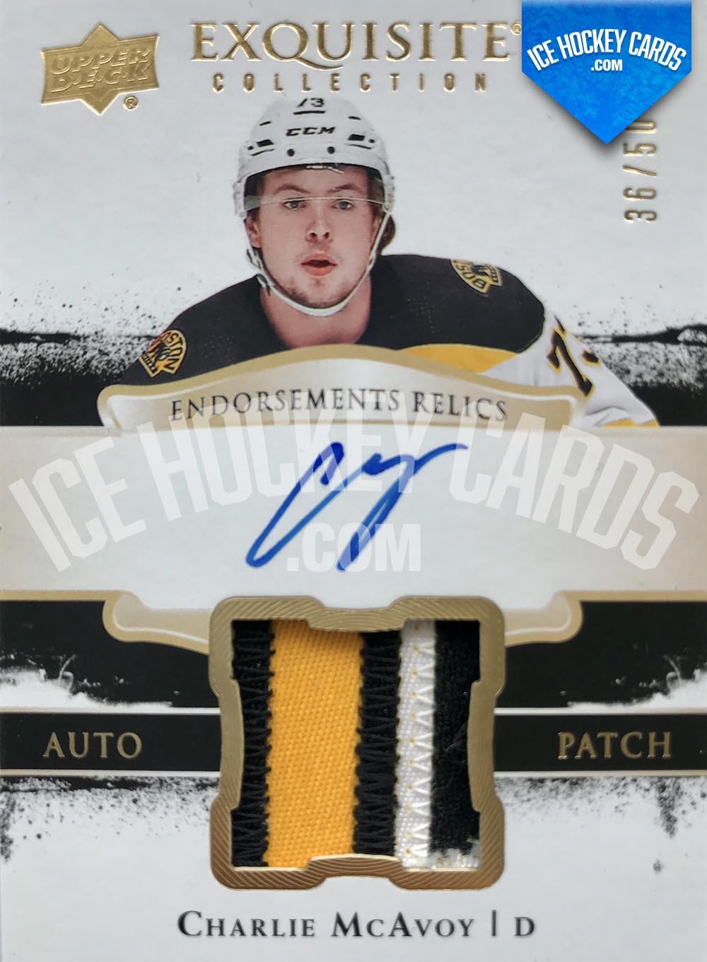 Upper Deck - Exquisite Collection 2017-18 - Charlie McAvoy Endorsements Relics Auto Patch Card # to 50