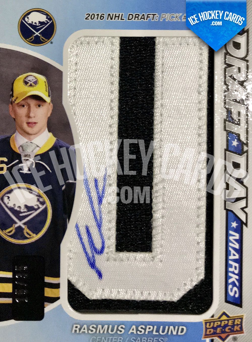 Upper Deck - SP Game Used Hockey 2019-20 - Rasmus Asplund Auto Patch Draft Day Marks - 2016 NHL Draft Pick #33 Rookie Card # to 35 RARE