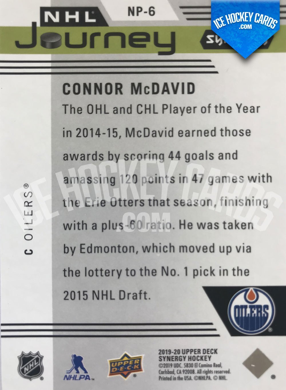 Upper Deck - Synergy 19-20 - Connor McDavid NHL Journey back